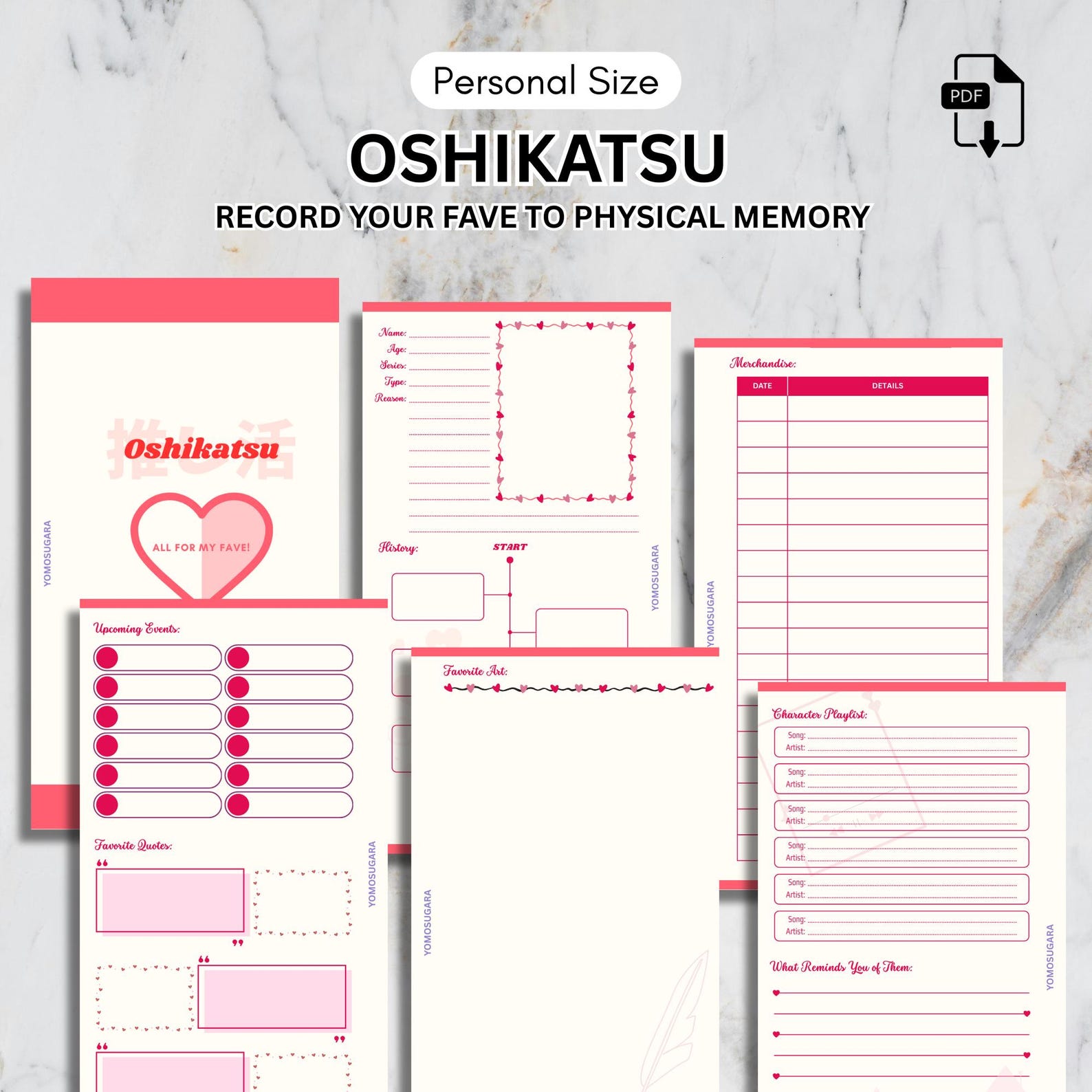 Oshikatsu Library Programming Ideas Personal | Oshikatsu (favorite Character) Planner Inserts | Filofax/6 ...