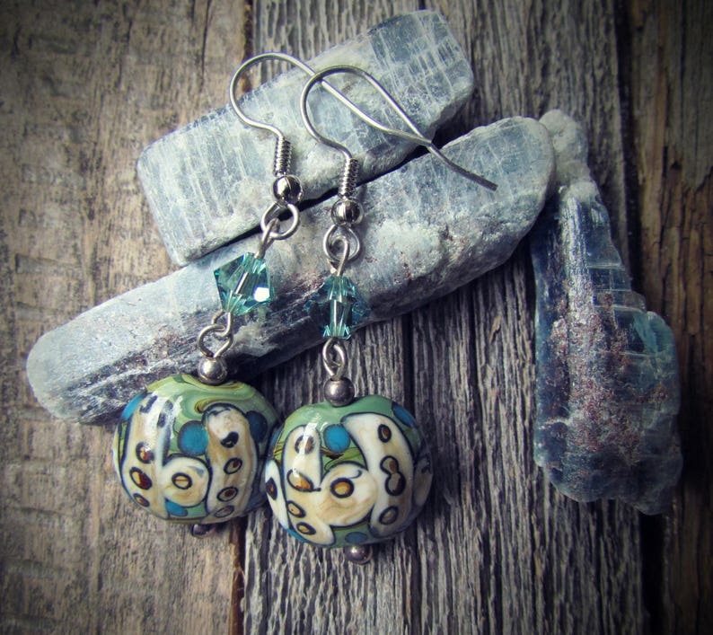 Hand Painted CERAMIC Dangle EARRINGSPretty Little Colorful image 0