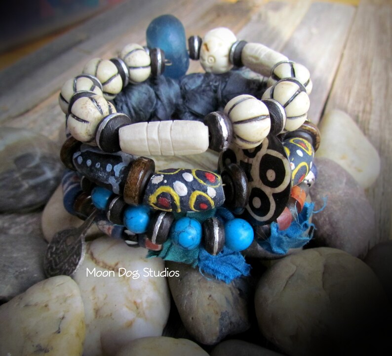 OCEAN WAVESArtisan Four Coil Gypsy Bangle BRACELETSCaribbean image 0