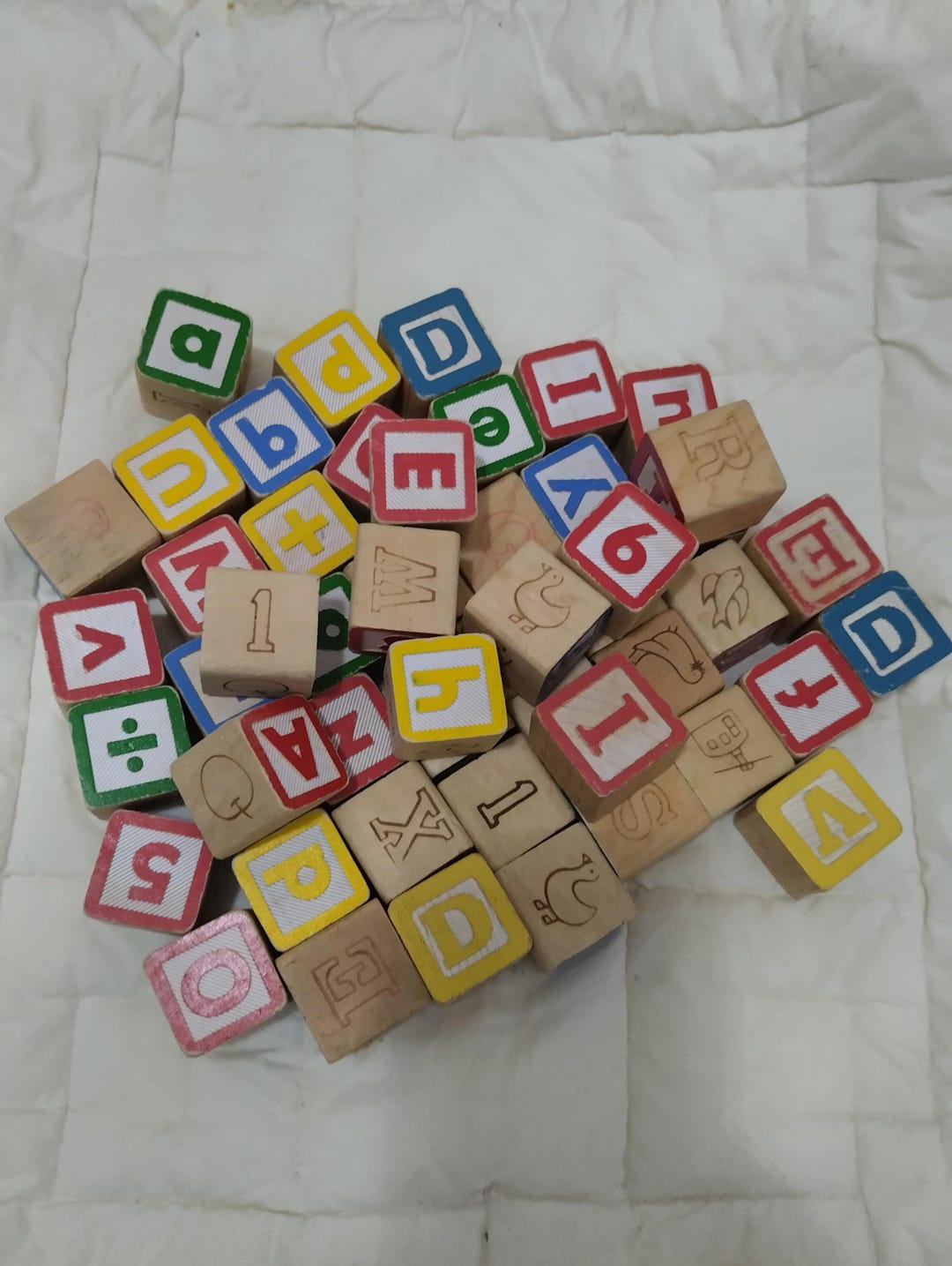 Lot of 50 Learning Wood Blocks.numbers,letters Animals Etc. - Etsy