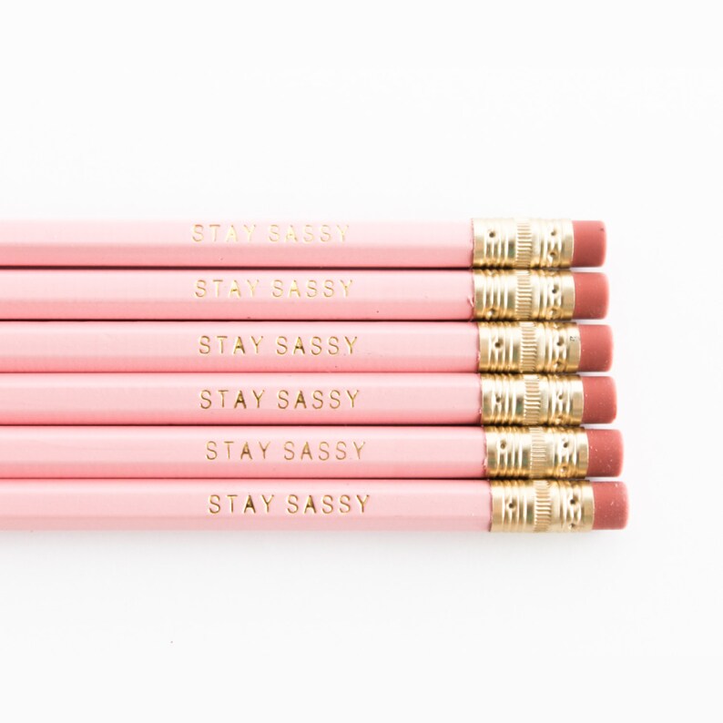 Cute Desk Accessories Pink Pencils Stay Sassy Pencil Set Etsy