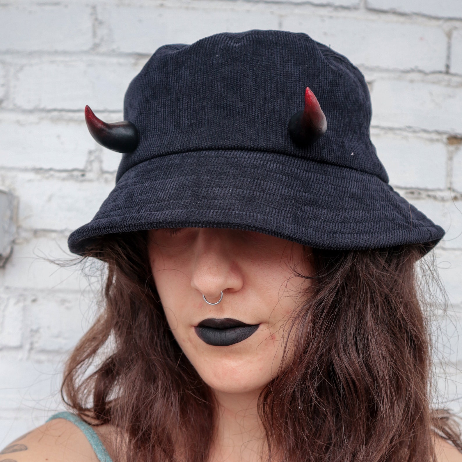 DEVIL HORNS Pins Bucket Hat spring summer hats gothic hat Etsy