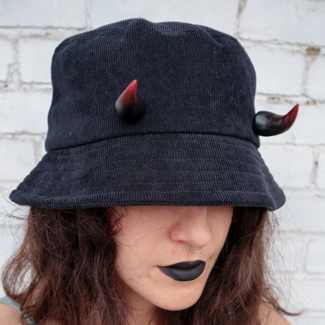 DEVIL HORNS Pins Bucket Hat spring summer hats gothic hat Etsy