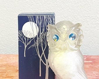 Snow Owl Moonwind Frosted Glass Jeweled Powder Sachet Bottle by Avon (#0)