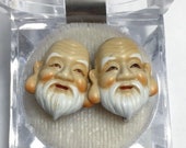 Toshikane Style Seven Lucky Gods Fukurokuju Head Screw Back Earrings ( 10)