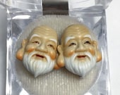 Toshikane Style Seven Lucky Gods Fukurokuju Head Screw Back Earrings ( 10)