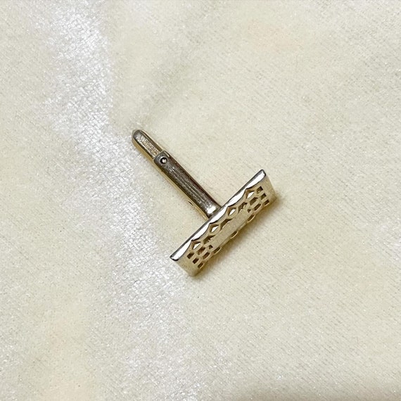 x Goldtone Basket Weave Pattern Rectangle Geometr… - image 2