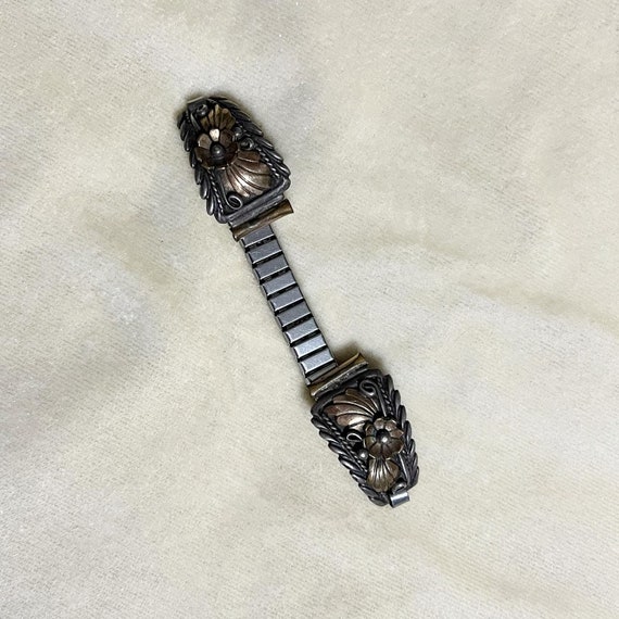 X Sterling Silver Gold Plate Native Style Floral Leaf Watch  display picture 1
