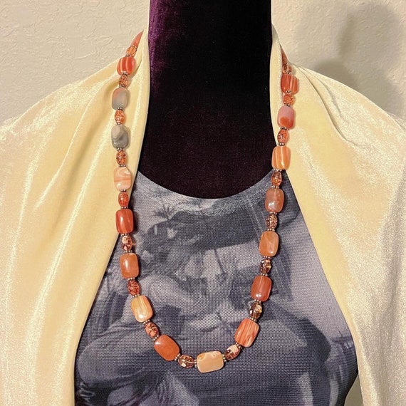 x Orange Gradient Rectangle Polished Agate and Ab… - image 1