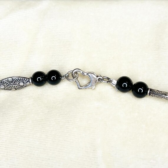 x Silvertone Polished Snowflake Obsidian Handmade… - image 3