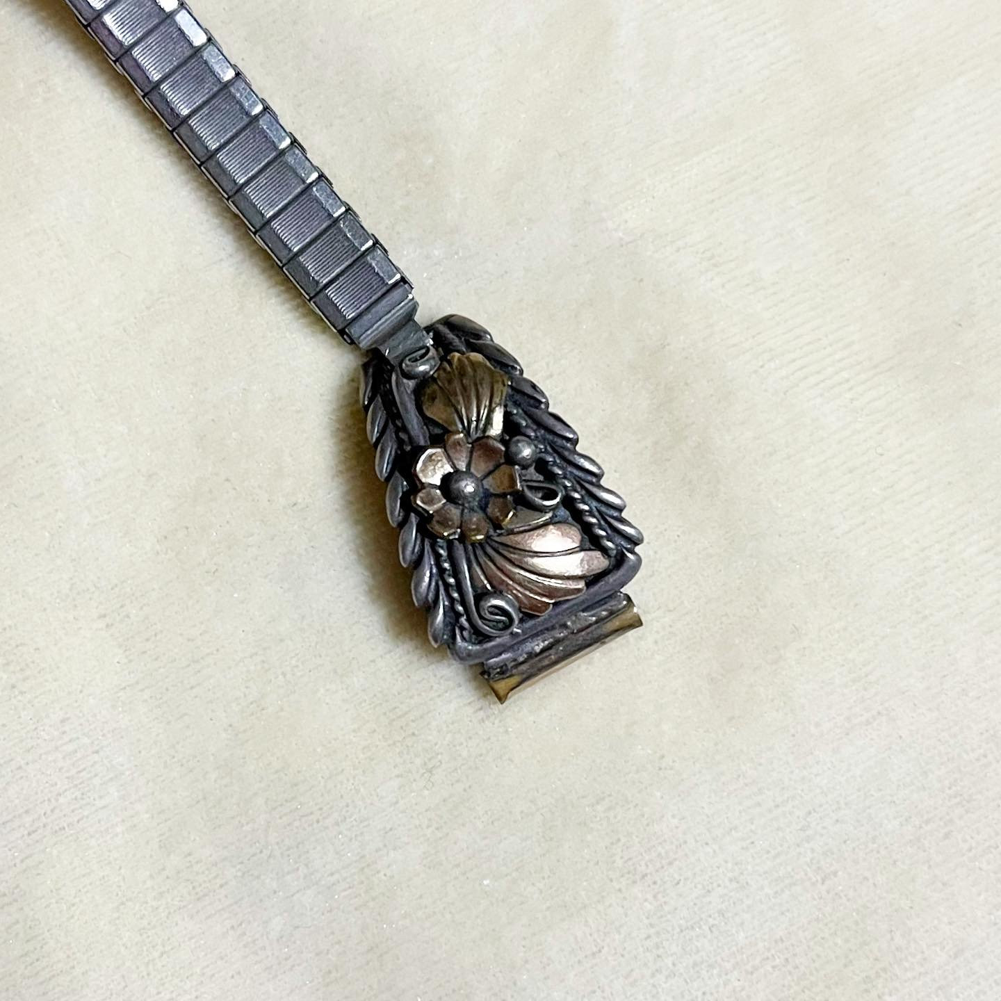 Gold and Silver Watch Band with Leaf Design Automic Gold Thick Leaves Band | Sustainable Fine Jewelry main image 3