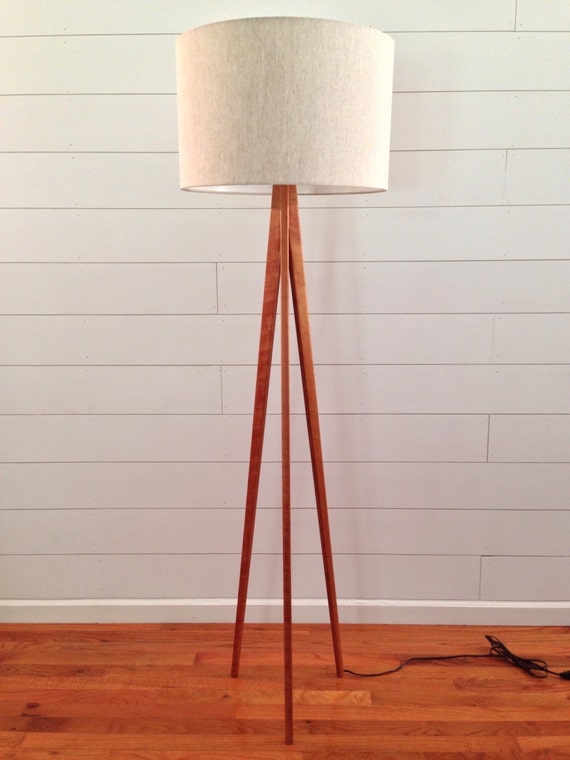 Floor Lamp Tripod Cherry Wood Image 0