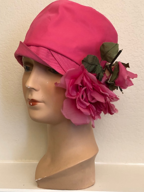 1920's style Pink Flapper Cloche Hat
