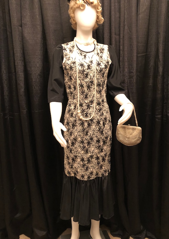1930's Cocktail Dance Dress With Lace And Glitter