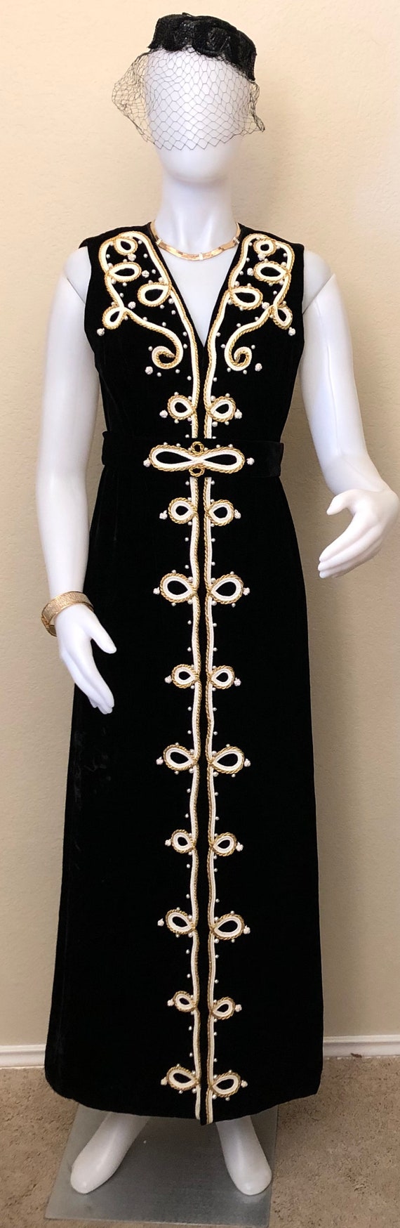 1950's to 1960's Black Velvet Evening Gown