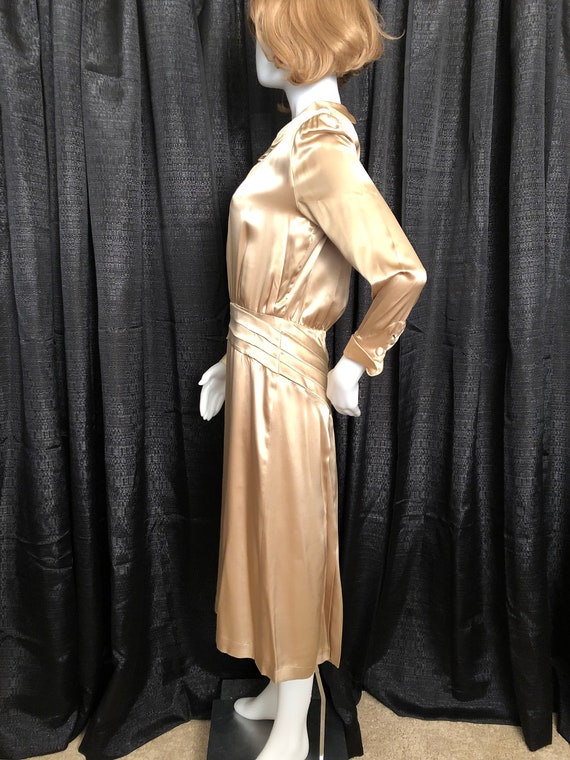 1930-1940's Style Vintage Golden Tan Dress With B… - image 4