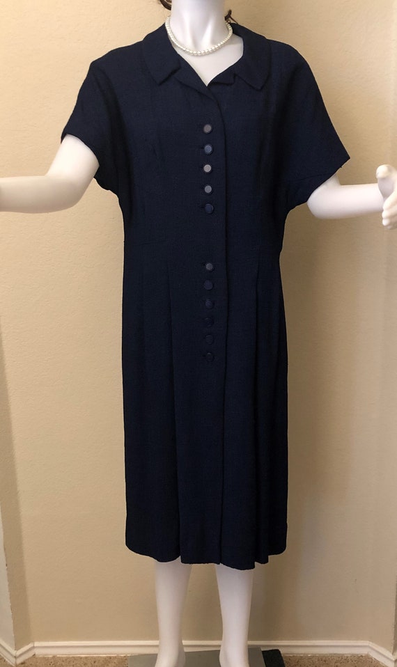 Classic Timeless Retro Navy Dress - image 2