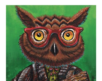 Owl Log Lady - art print