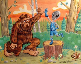 Bigfoot High 5 -  art print