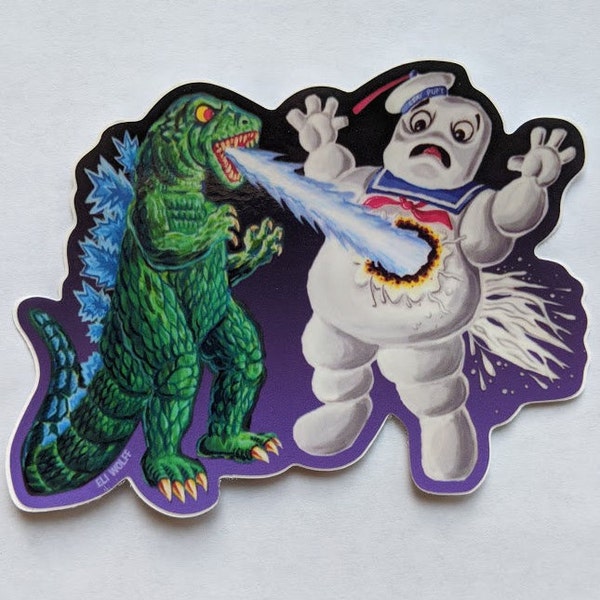 Godzilla vs Stay Puft - Vinyl Sticker