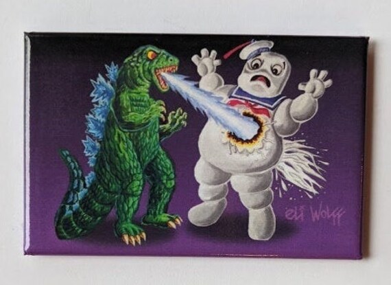 Godzilla Stay Puft metal magnet | Etsy Godzilla pillow | Etsy