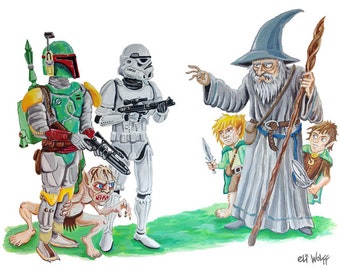 Not the Hobbits You're Looking For - art print