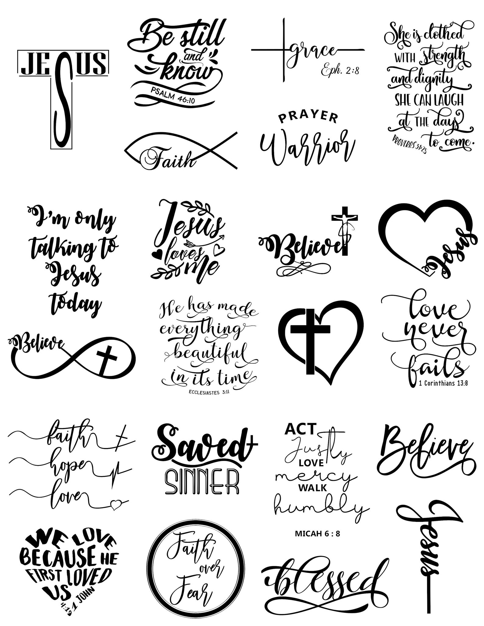 22 Religious Temporary Tattoos Inspirational Christian | Etsy