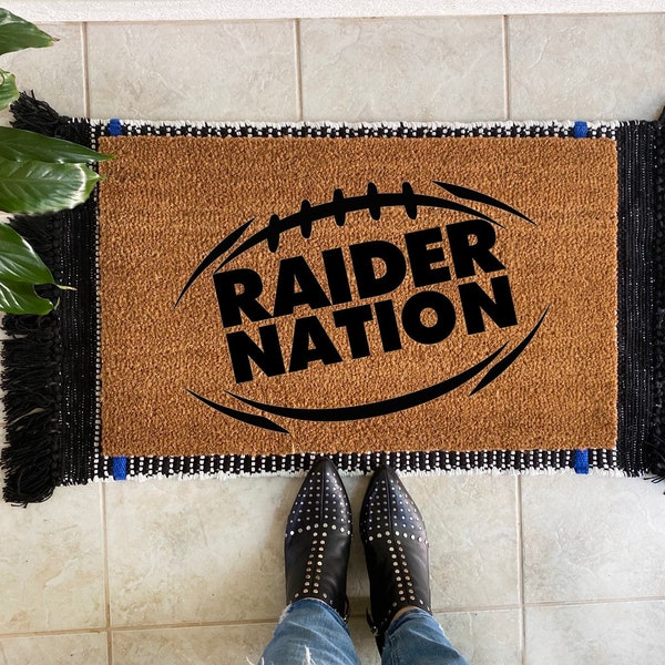 Raider Nation Doormat! Raiders, Raider doormat, Football doormat, raider fan gift, raiders home decor.