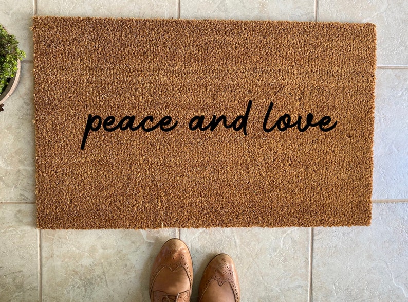 Peace and love doormat  peace doormat  love doormat