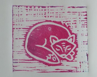 Linocut print Fox