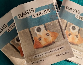 Ragis 4 anni - zine sul sopravvissuto alla sperimentazione animale