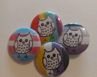 LGBTQIA+ owl  - pin badge button