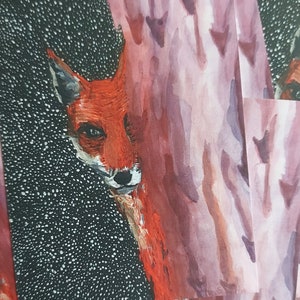 Lot de 10 cartes postales d'hiver renard