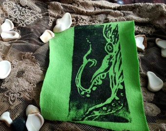 Octopus patch -lino print