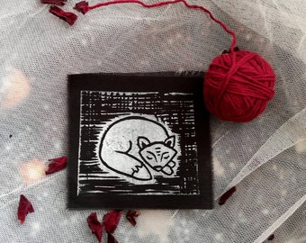 Fox patch-lino print