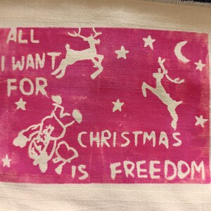 All I want for Christmas is freedom patch -lino print