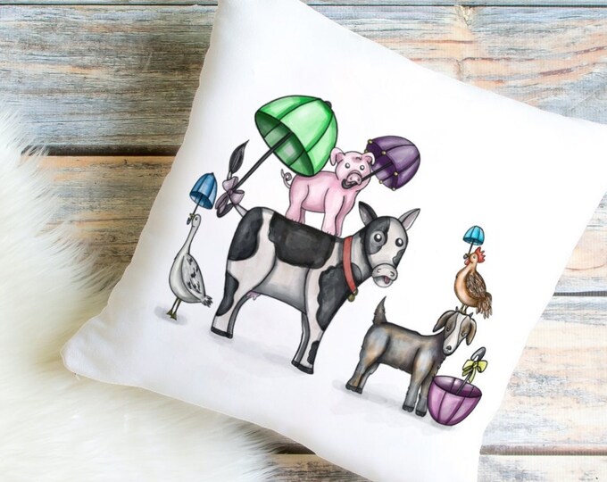 Barnyard Second Line Pillow | Spun Polyester Square Pillow | Prefect Nursery Decor or Childrens Gift | Various Sizes