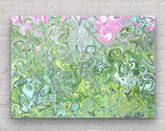 Swirls | Canvas Gallery Wraps | Pink and Green Modern Art | Various Sizes