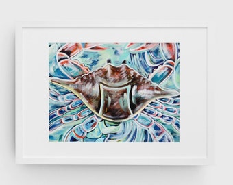 Swimming Blue Crab | Premium Matte Horizontal Poster Print | Nautical Wall Art Decor