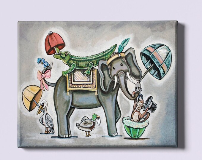 Rain or Shine | Animals with Umbrellas  | Various Sizes | Children's - Nursery Art | Home Decor | Canvas Gallery Wrap | Various Sizes