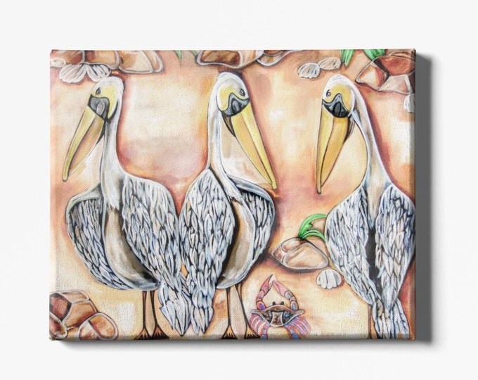 Gimme Three Steps | Canvas Gallery Wraps | Pelican, Crab, Nautical Decor | Various Sizes