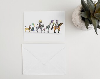 Happy Mardi Gras | Greeting Cards (5 Pack) | Second Line Parading Animals
