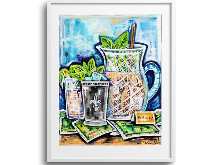 Pitcher Full of Juleps | Premium Matte Vertical Poster, Canvas, and Matte Print | Mint Julep Artwork | Various Sizes | Cocktail Inspired Art