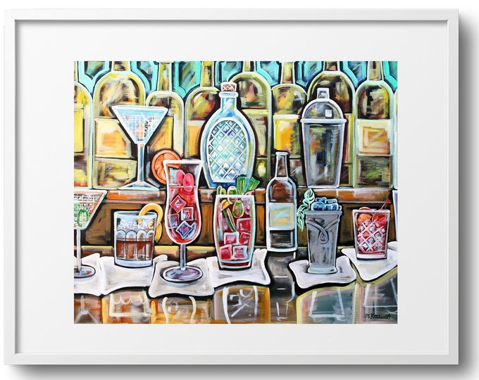 Stock The Bar | Premium Matte Horizontal Poster Print | Cocktail & Spirits Bar Fine Art Print | Various Sizes