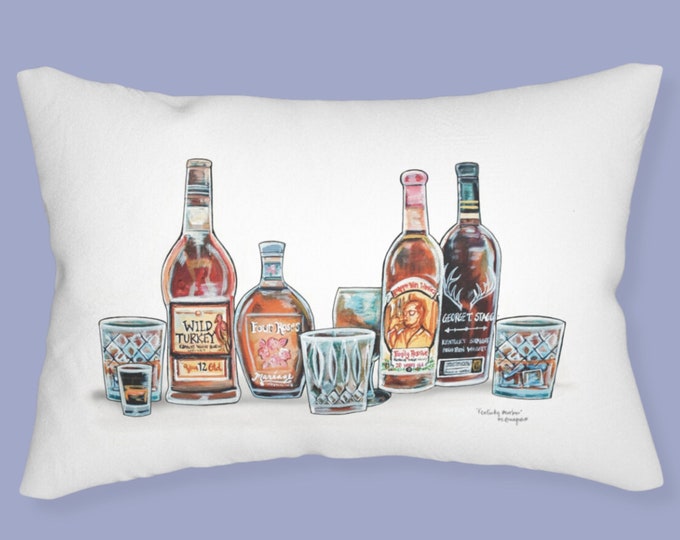 Kentucky Bourbon Lumbar Support Pillow, Accent Whisky Lover Pillow, 20" x 14" Size, Customizable Upon Request