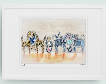 Love It! | Premium Matte Print | Various Sizes | Children Art | Nursery Wall Decor | Children Animal Letter Artwork | Beige and Orange