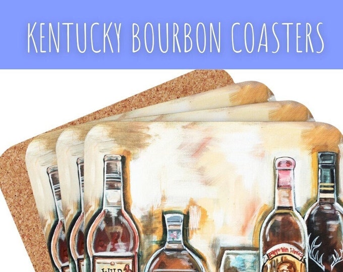 Kentucky Bourbon Coasters, Bar Cart, Accessory, Bourbon Lover Gift, Great Gift for Dad, Set of Four, All The Great Bourbons
