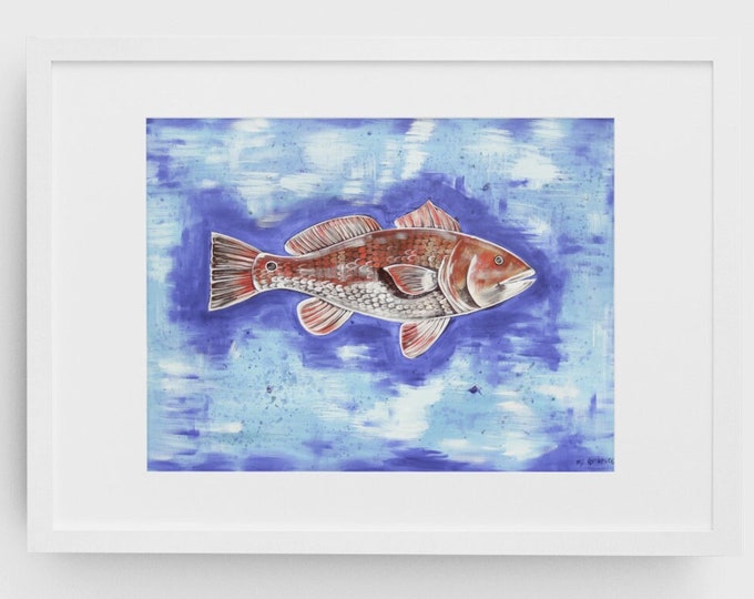 Redfish | Premium Matte Horizontal Poster Print | Nautical Wall Art | Gulf of Mexico Fish Wall Decor | Various Sizes