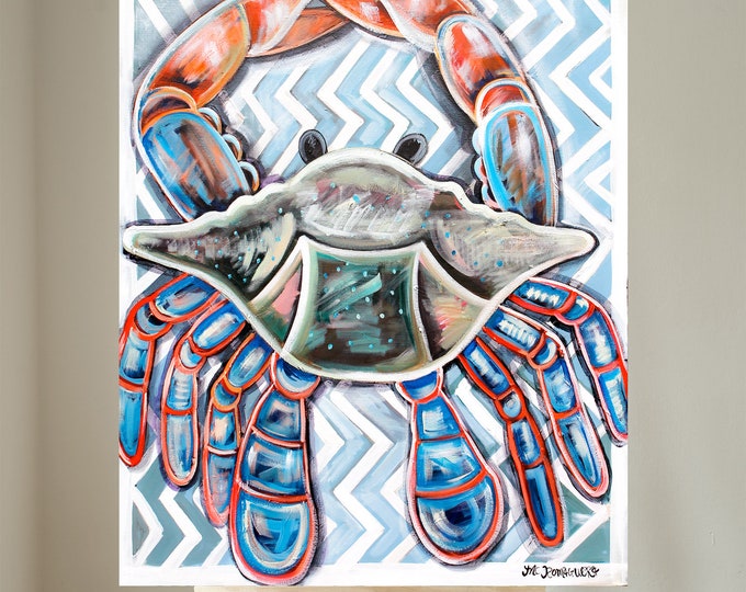 Chevron Blue Crab | Canvas Gallery Wraps | Various Sizes