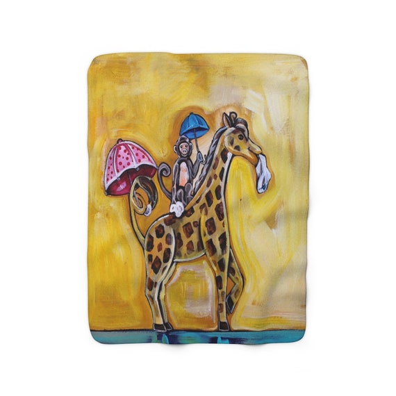 Monkey and Giraffe | Sherpa Fleece Blanket | Second Line